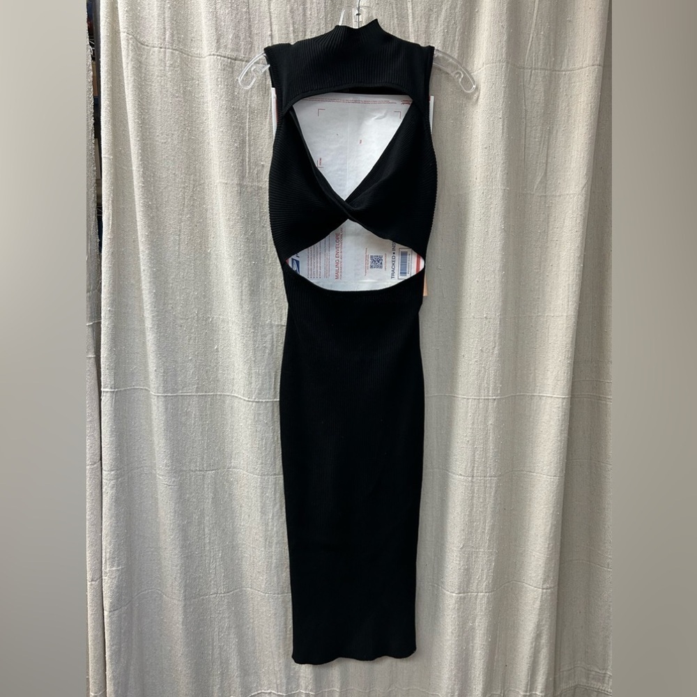 Almost Famous NWT Ribbed Bodycon Dress Women Small Black Knee Length/ size S - Picture 4 of 12